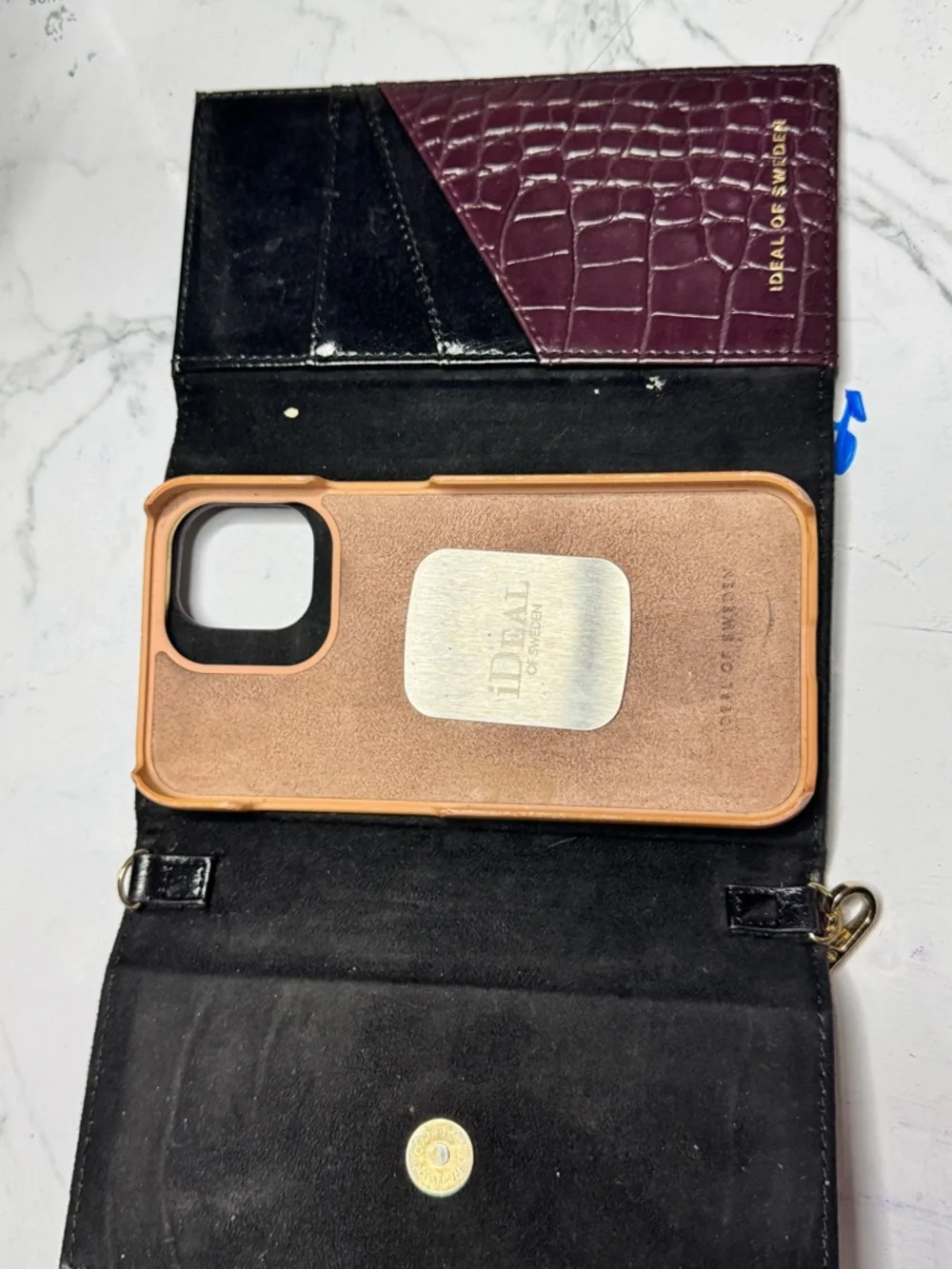 Blush Pink Croc-Texture Phone Case with Card Slot